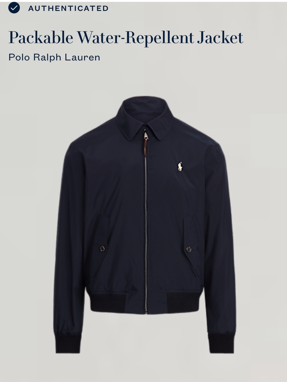 Polo Ralph Lauren Navy Packable Water-Repellent Zip Jacket